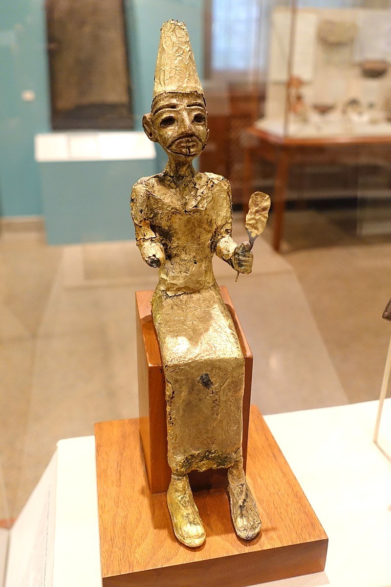 El, the Canaanite creator deity, Megiddo, Stratum VII, Late Bronze II, 1400-1200 BC, bronze with gold leaf - Oriental Institute Museum, University of Chicago - DSC07734.JPG